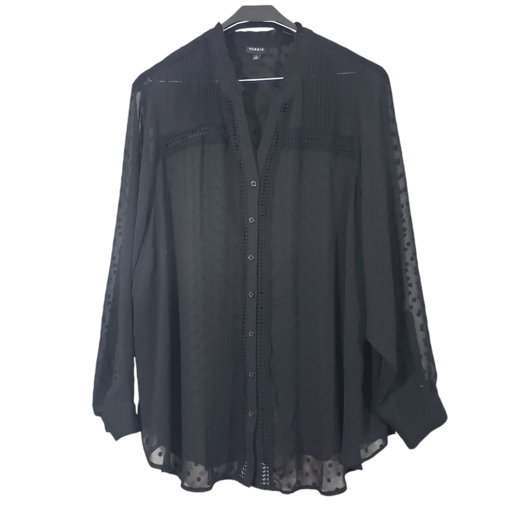 Torrid Sheer Blouse with Swiss Dots